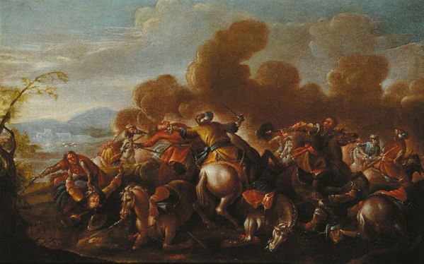 Francesco Simonini (1686-1755), cerchia di Scena di battagliaScena di battaglia