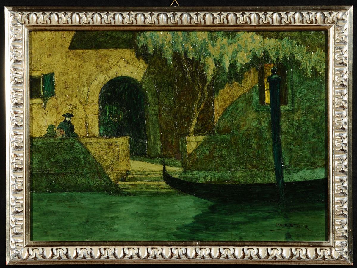 Rodolfo Paoletti (1866-1930)gondola e Maschera Carnevalesca
