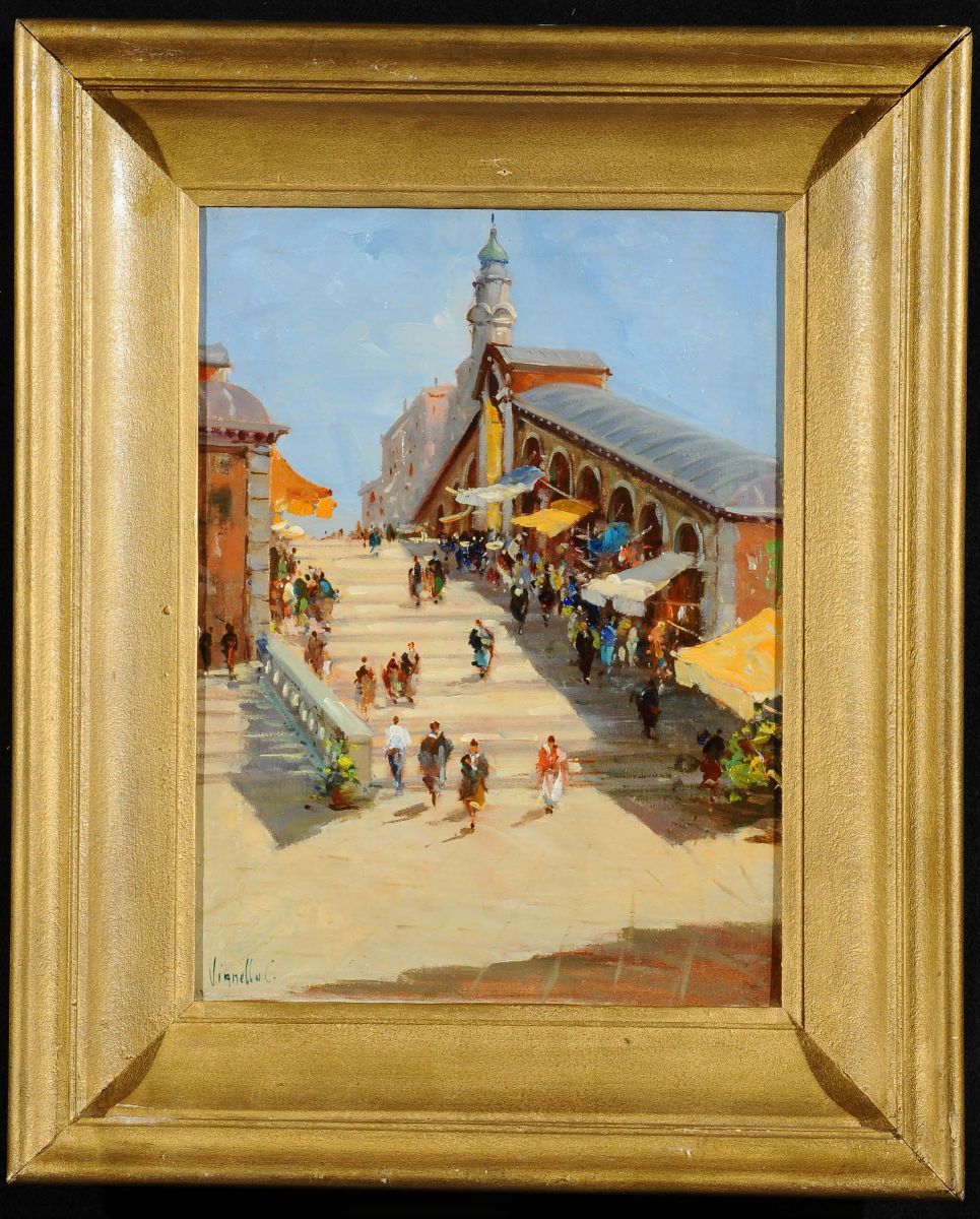 Cesare Vianello (1862-1920)il Ponte di Rialto a Venezia