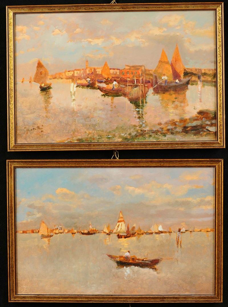 Enrico Frattini (1890-1968) Laguna veneta Laguna veneta  - Asta Dipinti del XIX e XX secolo - II - Cambi Casa d'Aste