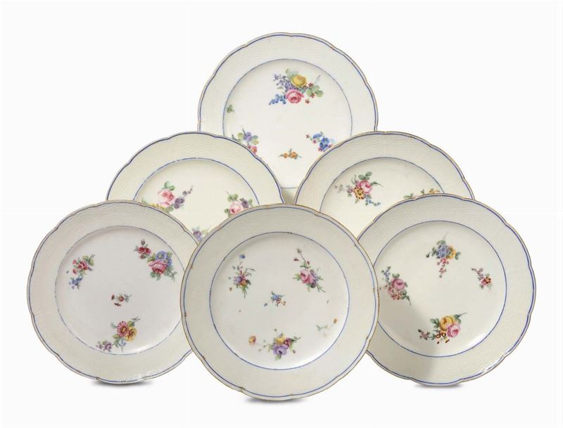 Sei piatti in porcellana bianca, Sevres, Francia 1780  - Auction Antiques and Old Masters - Cambi Casa d'Aste