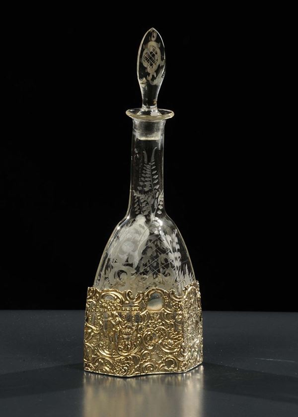 Bottiglia in vetro inciso ed argento, Washington, manifattura di Galt & Bro. fine XIX secolo