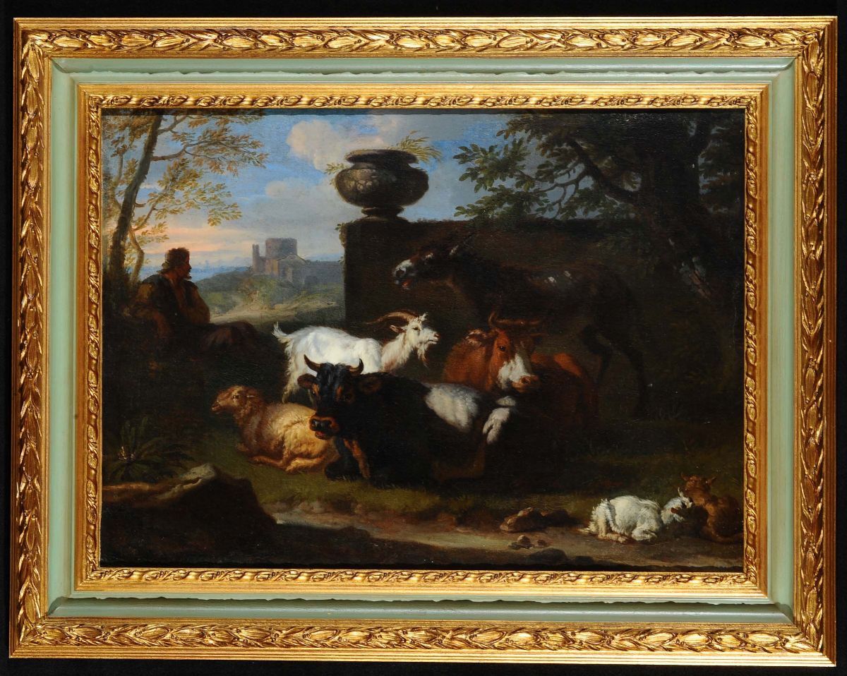 Scuola Romana del XVIII Secolopaesaggio con Armenti