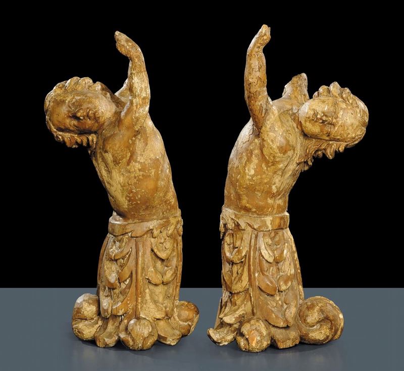 Coppia di polene in legno, Venezia XVI secolo  - Auction Antiquariato, Argenti e Dipinti Antichi - Cambi Casa d'Aste