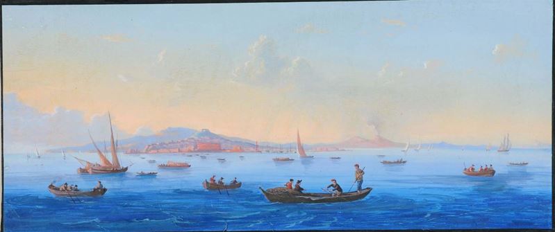Anonimo del XIX secolo Veduta del Golfo di Napoli  - Auction Antiquariato, Argenti e Dipinti Antichi - Cambi Casa d'Aste