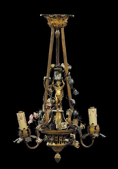 Lampadarietto Napoleone III a Tre Luci in Bronzo, Francia XIX Secolo