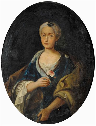 Scuola del XVIII Secoloritratto Femminile con Rosa