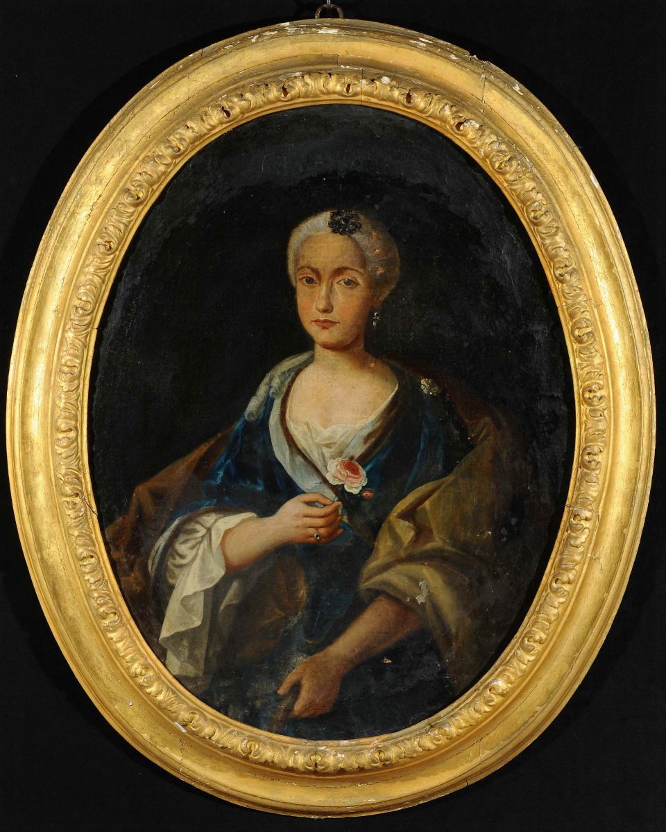 Scuola del XVIII Secoloritratto Femminile con Rosa
