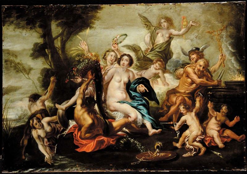 Scuola Fiamminga del XVIII secolo Trionfo degli Dei  - Auction Antiquariato, Argenti e Dipinti Antichi - Cambi Casa d'Aste