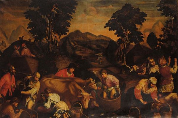 Jacopo Bassano (1510/18-1592), scuola di Scena contadina