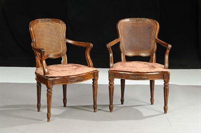 Due Poltroncine Luigi XVI, Piacenza XVIII Secolo