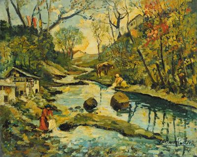 Lazzaro Pasini (1861-1949)paesaggio con Fiume