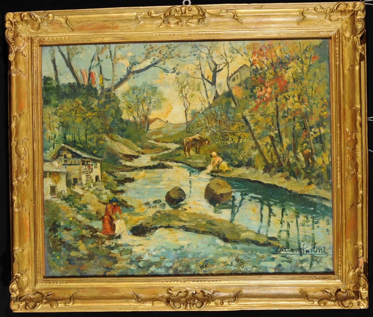 Lazzaro Pasini (1861-1949)paesaggio con Fiume