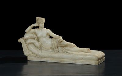 Scultura in Marmo Bianco Raffigurante Paolina Bonaparte