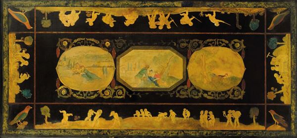 Piano in scagliola dipinta in policromia, XIX secolo