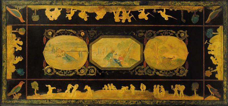 Piano in scagliola dipinta in policromia, XIX secolo  - Asta Antiquariato, Argenti e Dipinti Antichi - Cambi Casa d'Aste