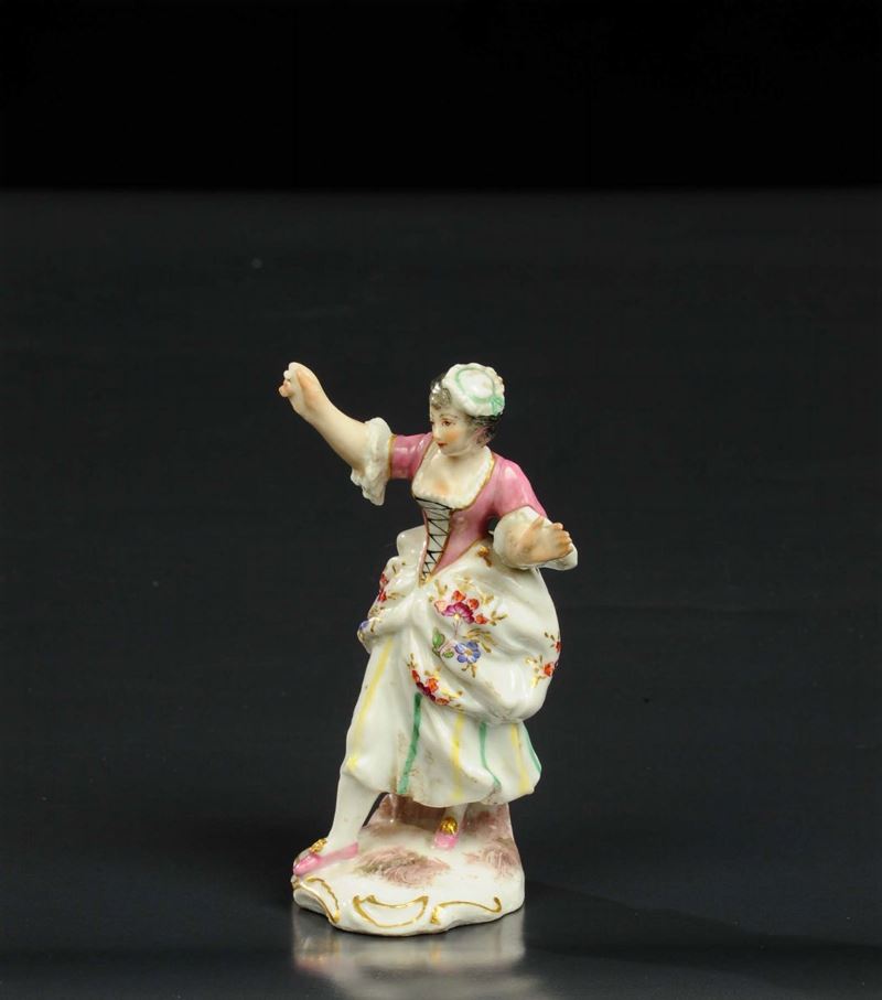 Figura di giovane donna in porcellana, Ludwigsburg XVIII secolo  - Asta Antiquariato, Argenti e Dipinti Antichi - Cambi Casa d'Aste