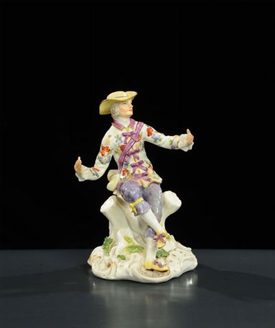 Figura di Giovane in Porcellana di Meissen, XIX Secolo