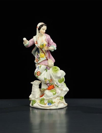 Figura di Donna in Porcellana di Maissen, XIX Secolo