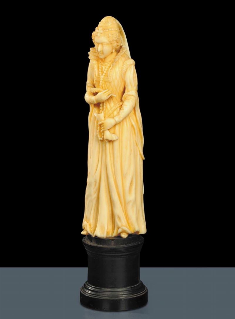 Figura femminile in avorio, Germania XIX secolo  - Asta Antiquariato, Argenti e Dipinti Antichi - Cambi Casa d'Aste