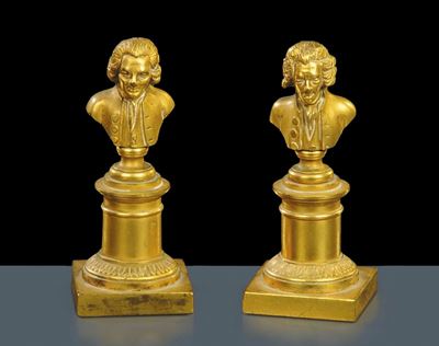 Coppia di Bustini Carlo X in Bronzo Dorato, XIX Secolo