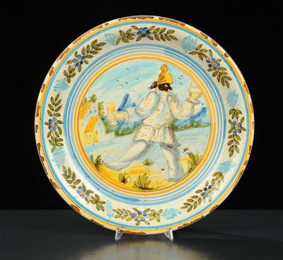 Piatto in Maiolica Policroma, Napoli XIX Secolo