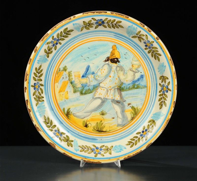 Piatto in maiolica policroma, Napoli XIX secolo  - Auction Antiquariato, Argenti e Dipinti Antichi - Cambi Casa d'Aste