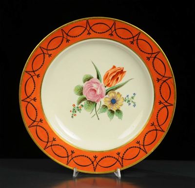 Piatto in Porcellana con Decoro Floreale, XX Secolo