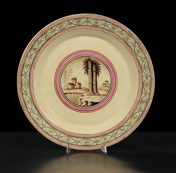 Piatto in ceramica tipo Giustiniani, XIX secolo