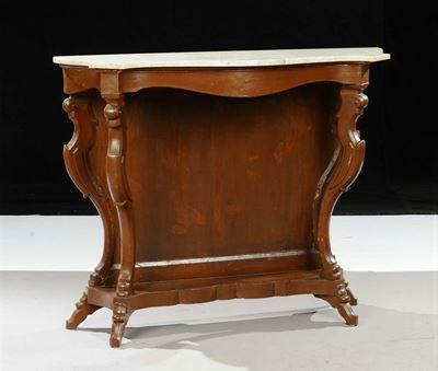 Console Luigi Filippo Sagomata con Piano in Marmo Bianco, XX Secolo