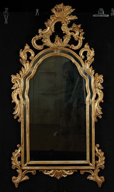 Specchiera in Stile Luigi XIV Intagliata e Dorata, XX Secolo