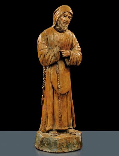 Scultura in Terracotta Raffigurante Santo, XVII Secolo