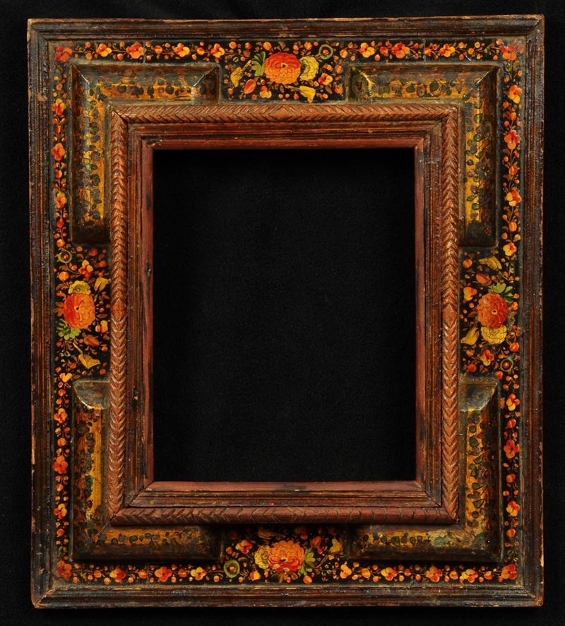 Cornice laccata in policromia, XIX secolo  - Asta Antiquariato, Argenti e Dipinti Antichi - Cambi Casa d'Aste