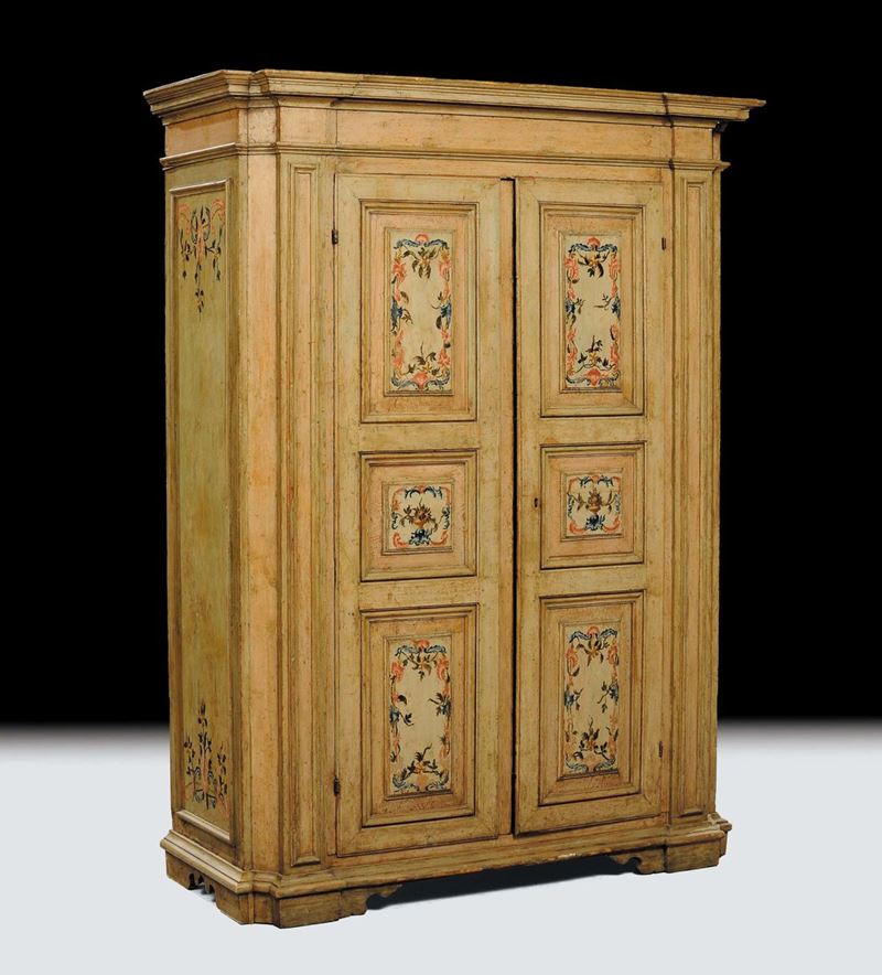 Armadio a due ante laccato, fine XVIII secolo  - Auction Antiquariato, Argenti e Dipinti Antichi - Cambi Casa d'Aste