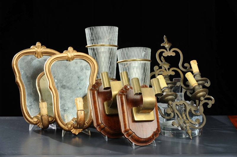 Lotto composto da quattro coppie di appliques diverse  - Auction Antiquariato, Argenti e Dipinti Antichi - Cambi Casa d'Aste