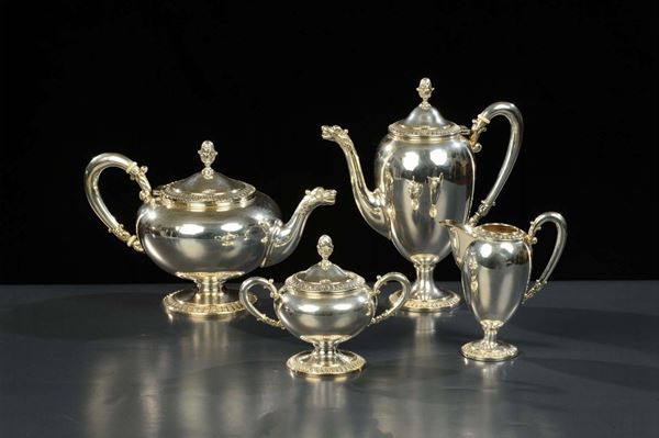 Servizio da t e caff in argento, gr. 1200 circa