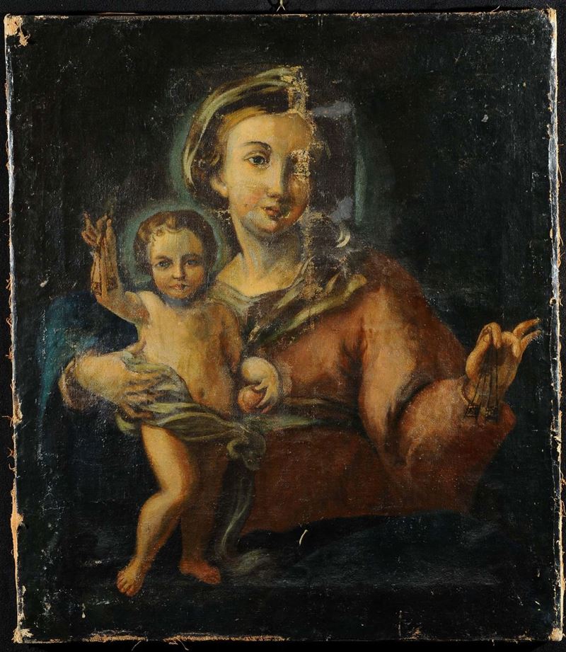 Scuola del XVIII secolo Madonna col Bambino  - Auction Antiquariato, Argenti e Dipinti Antichi - Cambi Casa d'Aste