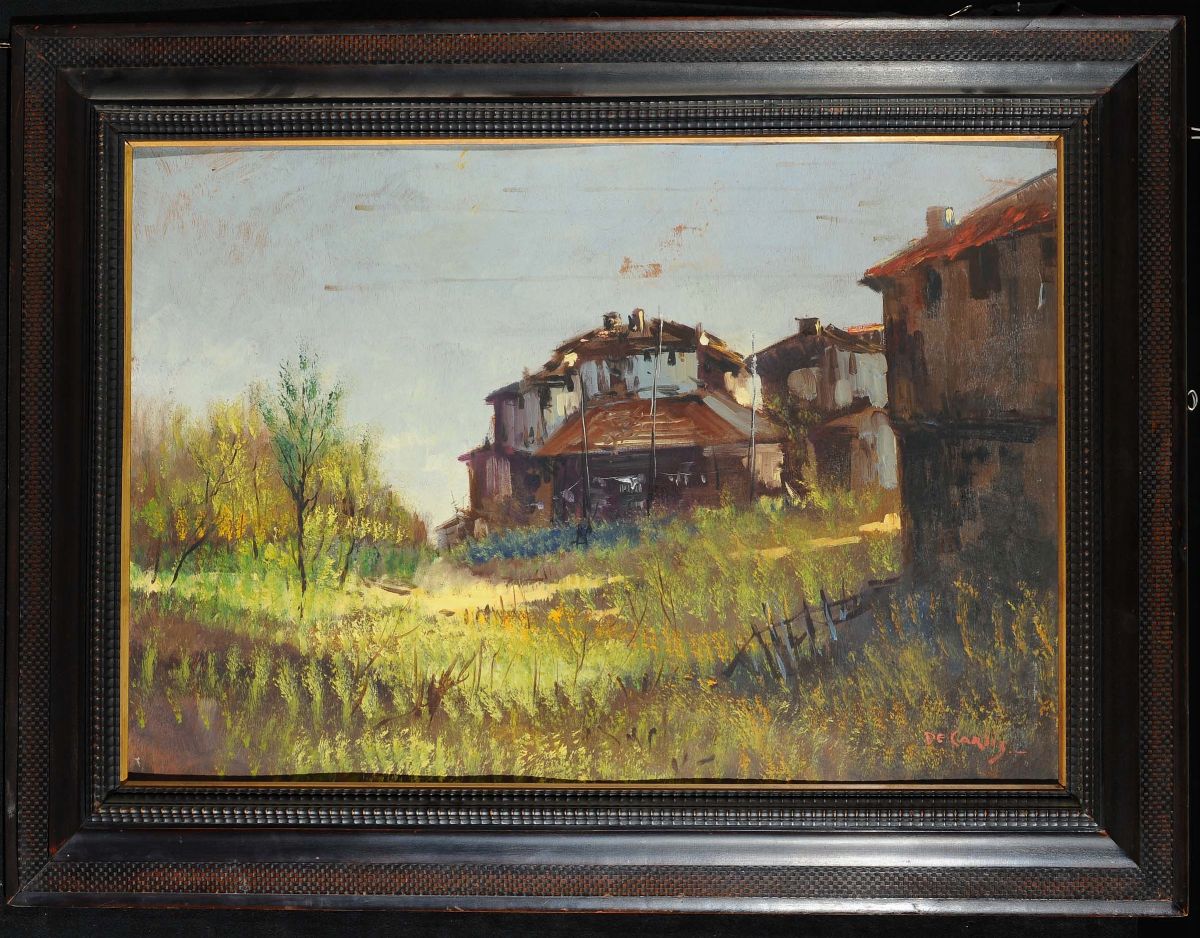 De Carlis (XX Secolo)paesaggio con Case